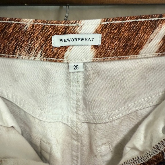 WeWoreWhat Cow Print Jeans Women's Size 25 Brown and White Straight Leg Denim - Picture 4 of 7